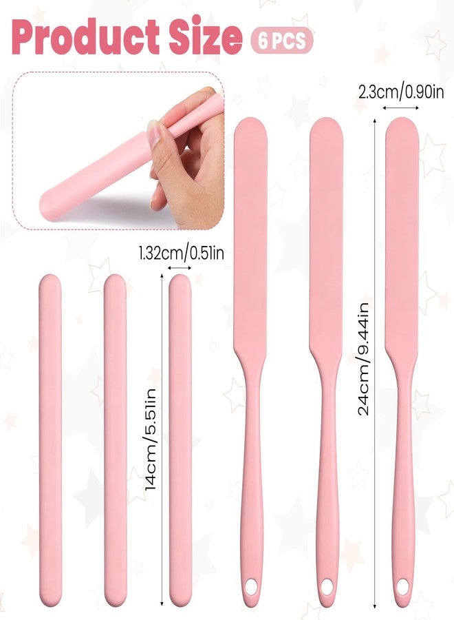 Alrhso 6 Pcs Silicone Stir Sticks and Silicone Wax Spatula Set Reusable Hard Wax Stick for Home Hair Removal Body Care (Pink) - Image 2